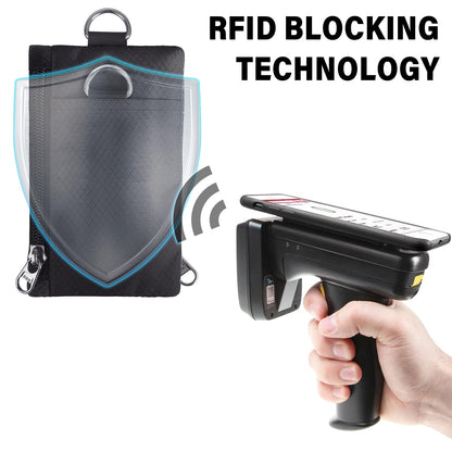 TATAANTY RFID Blocking Wallet, Minimalist Wallet for Men, Small Wallet for Women with Lanyard Keychain, ID Holder Zipper for Cards, Coins, Travel, Water-resistant, Black