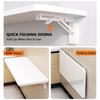 Wall Mounted Folding Table,floating desk for wall,folding wall desks for small spaces,hanging desk for Home Office Computer Workstation,Study Work Bench, Kitchen Dining (white, 39.3"×19.6"(100×50cm))