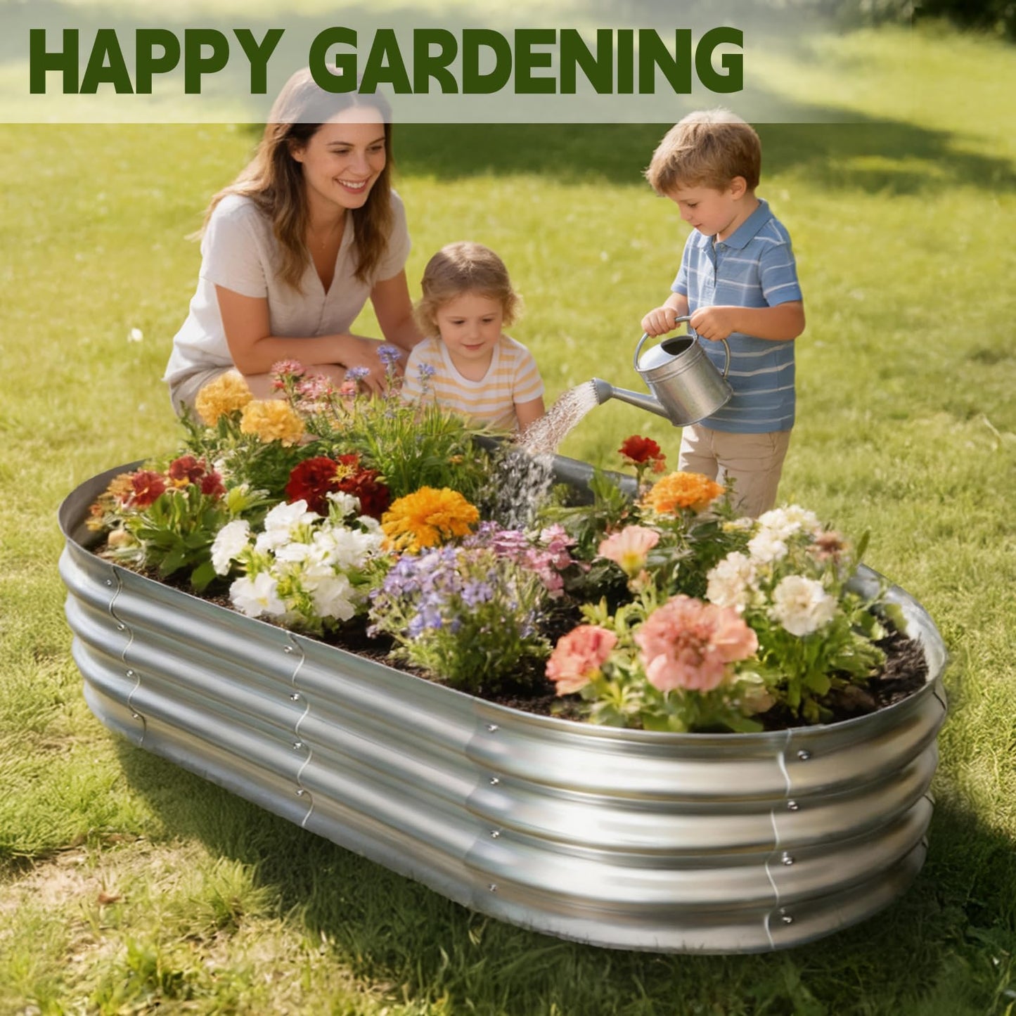 Vivagarden Galvanized Raised Garden Bed Outdoor, Large Raised Bed for Gardening, 4x2x1ft Metal Planter Box for Vegetables, Fruits, Flowers, Easy Assembly with Wing Nuts & Safe Rolled Design, Silver