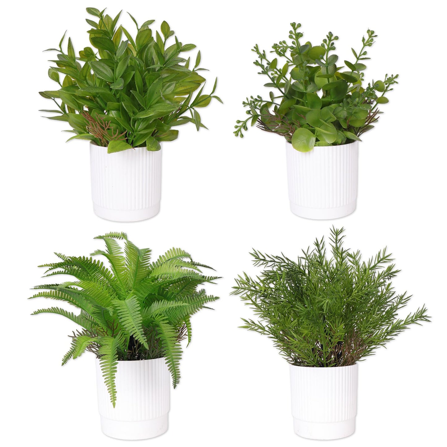Abzo 4 Pack Fake Plants Mini Artificial Plants Faux Greenery for Home Decor Indoor Office Table Room Farmhouse Bathroom Decor