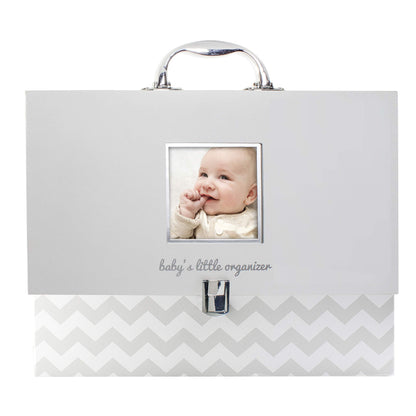 Pearhead Baby Briefcase and Document Organizer, All In One Expanding File Folder, Baby's Paperwork and Records, Newborn Keepsake and Memory Box with Labels, Baby Girl or Baby Boy Gift, Gray Chevron