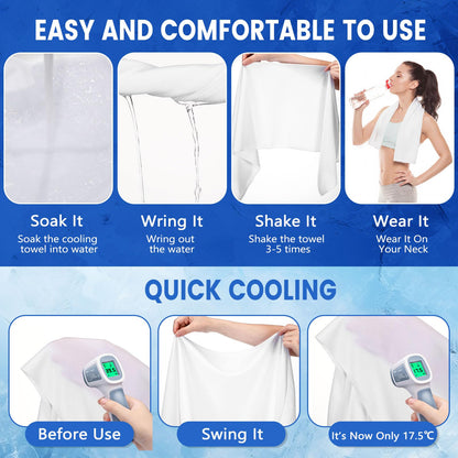 Hosuly 300 Pack Cooling Towels Bulk 40 x 12 Inch Large Chilly Breathable Sweat Sports Cold Towels Sublimation Microfiber Ice Neck Rag for Hot Weather Workout Gym Team Gift (White)