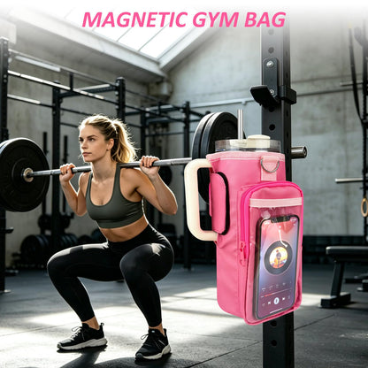 Magnetic Gym Bag, Magnetic Water Bottle Holder for Stanley, Gym accessories, Gym Gifts for Women and Men (PNK, 40 OZ)