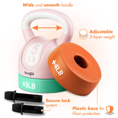 Yes4All Kettlebell Sets - Adjustable Kettlebell Set for Strength Training - Kettlebells Adjustable Weight for Versatile Workouts