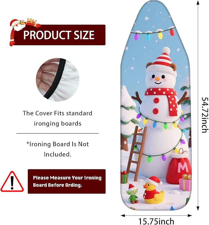 Nuxovilar Ironing Board Cover Winter Snowman Pattern Polyester 15x54 Inches