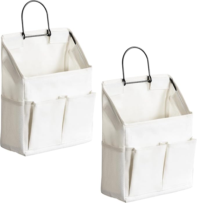 2pcs Wall Hanging Storage Bag, Small Door Closet Linen Fabric Pockets Organizer