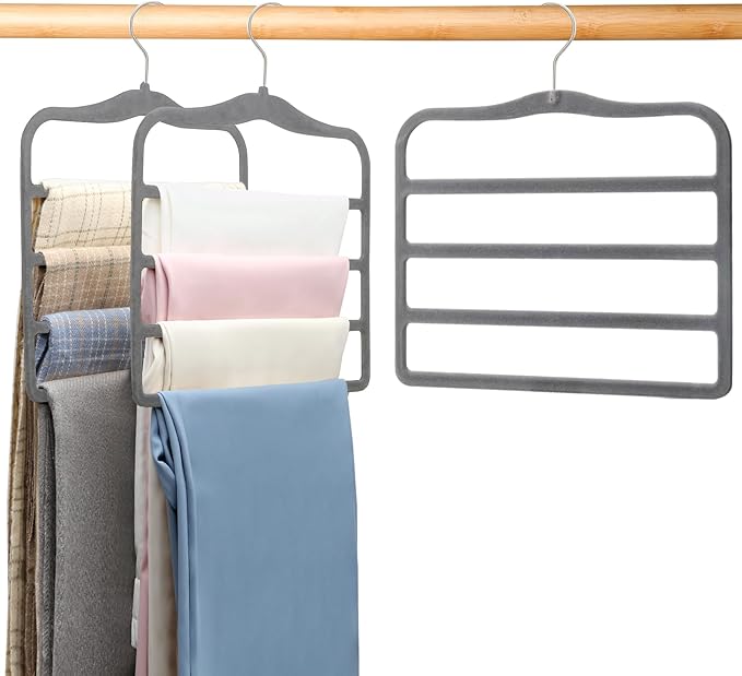 Closet Organizers and Storage, Pants Hangers Space Saving, Velvet Hanger