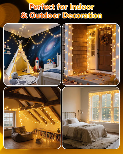Twinkle Star 100 LED Star String Lights Plug in 33FT, Warm White