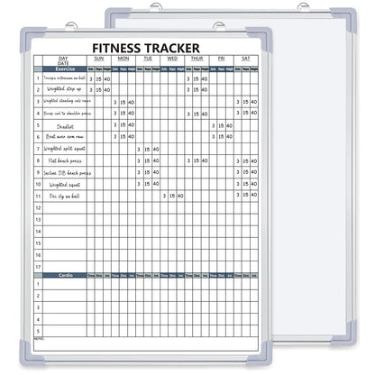 Lincia 18 x 24 Inch Fitness Tracker Whiteboard Workout Calendar for Home Gym Dry Erase Planner Hanging Removable to Do List for Wall Whiteboard with Aluminum Frame for Gym Program(Style B)