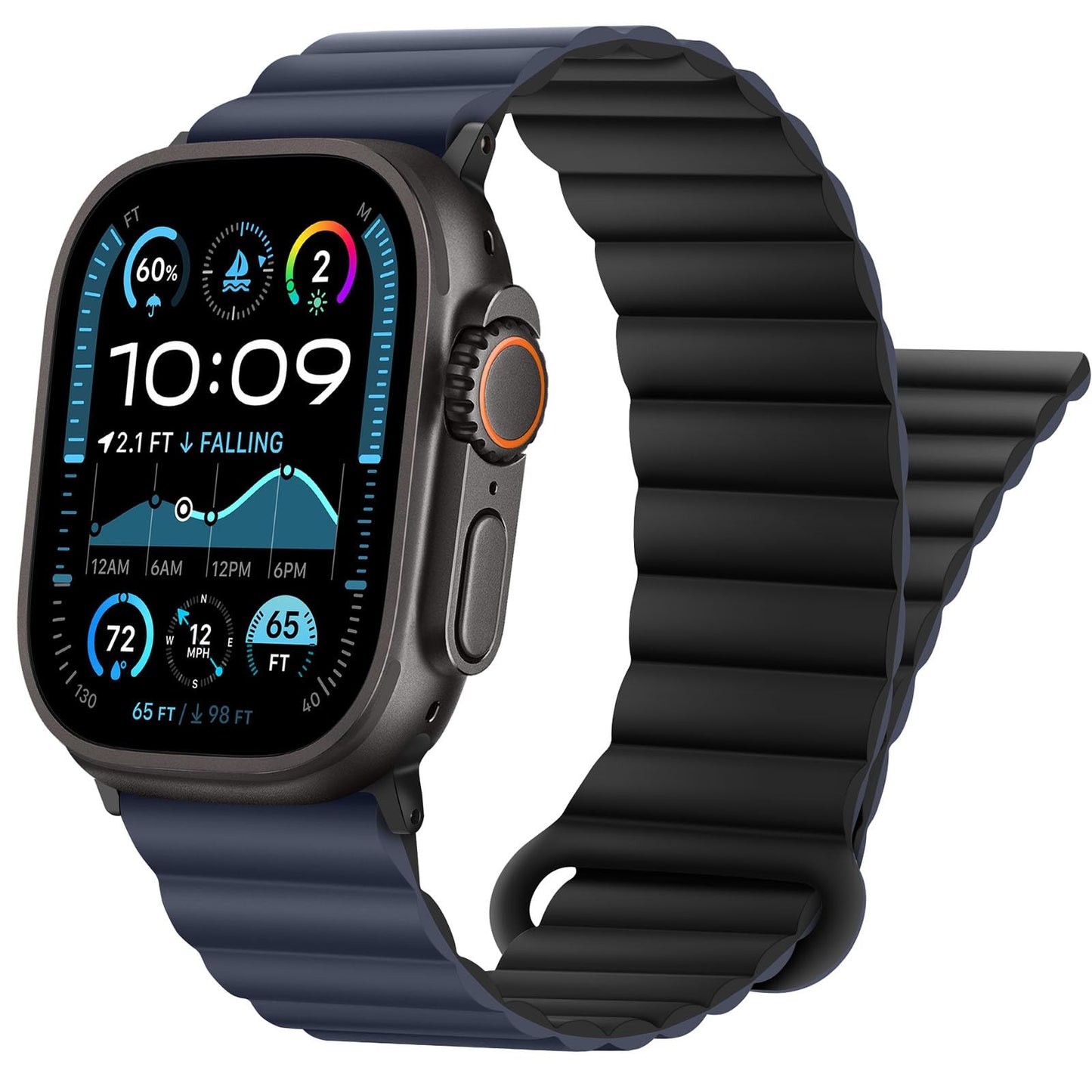 HITZEE Compatible with Apple Watch Strap 49/46/45/44/42/41/40/38mm, Double Sided Wearable Magnetic Band Compatible for iWatch Ultra 3/2/1 Series 11 10 9 8 7 SE3 6 5-1 (42/44/45/46/49, Dark Blue-B)