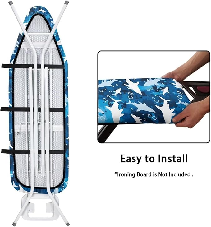 Blue Shark Ironing Board Cover and Pad Soft Fabric Cover