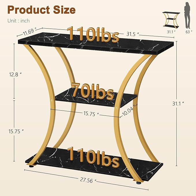 Hoctieon 3 Tier Console Table