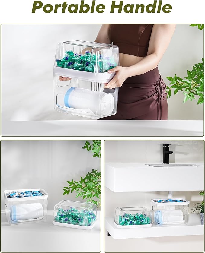 Trash Bag Dispenser Dishwasher Pod Organizer, 3 in 1 Grocery Garbage Bags