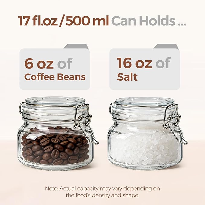 ComSaf 6 Pack 17 oz Glass Jars