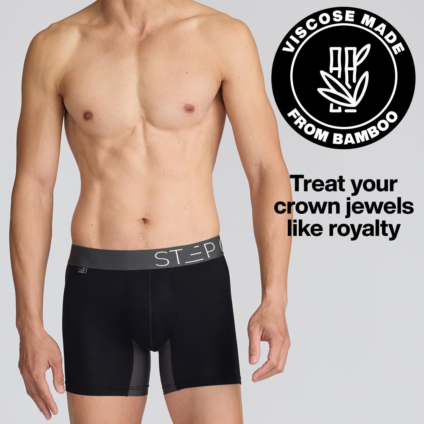 STEP ONE Mens Underwear Trunk Briefs, 1 Pair, Underwear for Men, Moisture Wicking, 3D Pouch + No Ride Up Trunk Briefs for Men