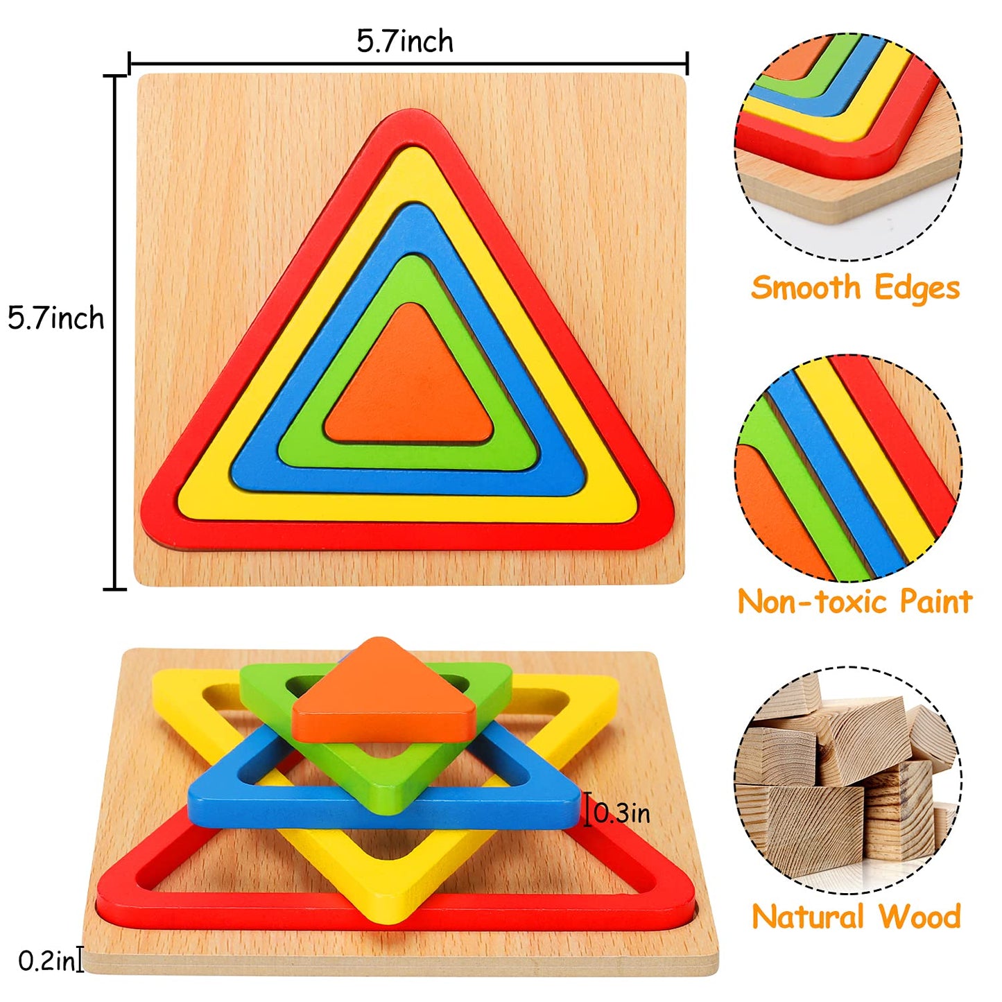 Toddler Puzzles Montessori Toy Wooden Shape Sorting Puzzle Sensory Toy Toddler Activities Preschool Learning Educational Autistic Developmental 1 2 3 Year Old Girl Boy 1-3 Dementia Game Easter Gift
