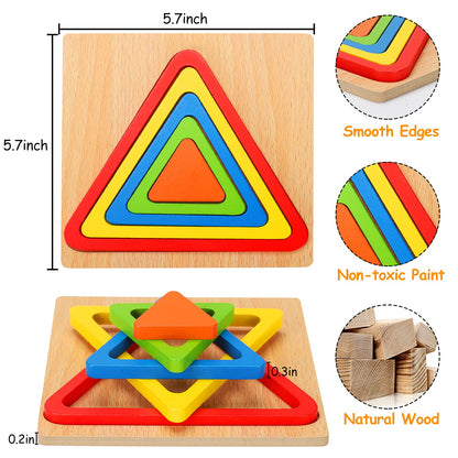 Toddler Puzzles Montessori Toy Wooden Shape Sorting Puzzle Sensory Toy Toddler Activities Preschool Learning Educational Autistic Developmental 1 2 3 Year Old Girl Boy 1-3 Dementia Game Easter Gift