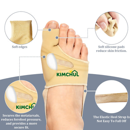 KIMCHUL 2-Pack Bunions Corrector, Unisex, Upgraded Version—Separates the big toe to relieve pain, breathable support-style bunions corrector for day and night use