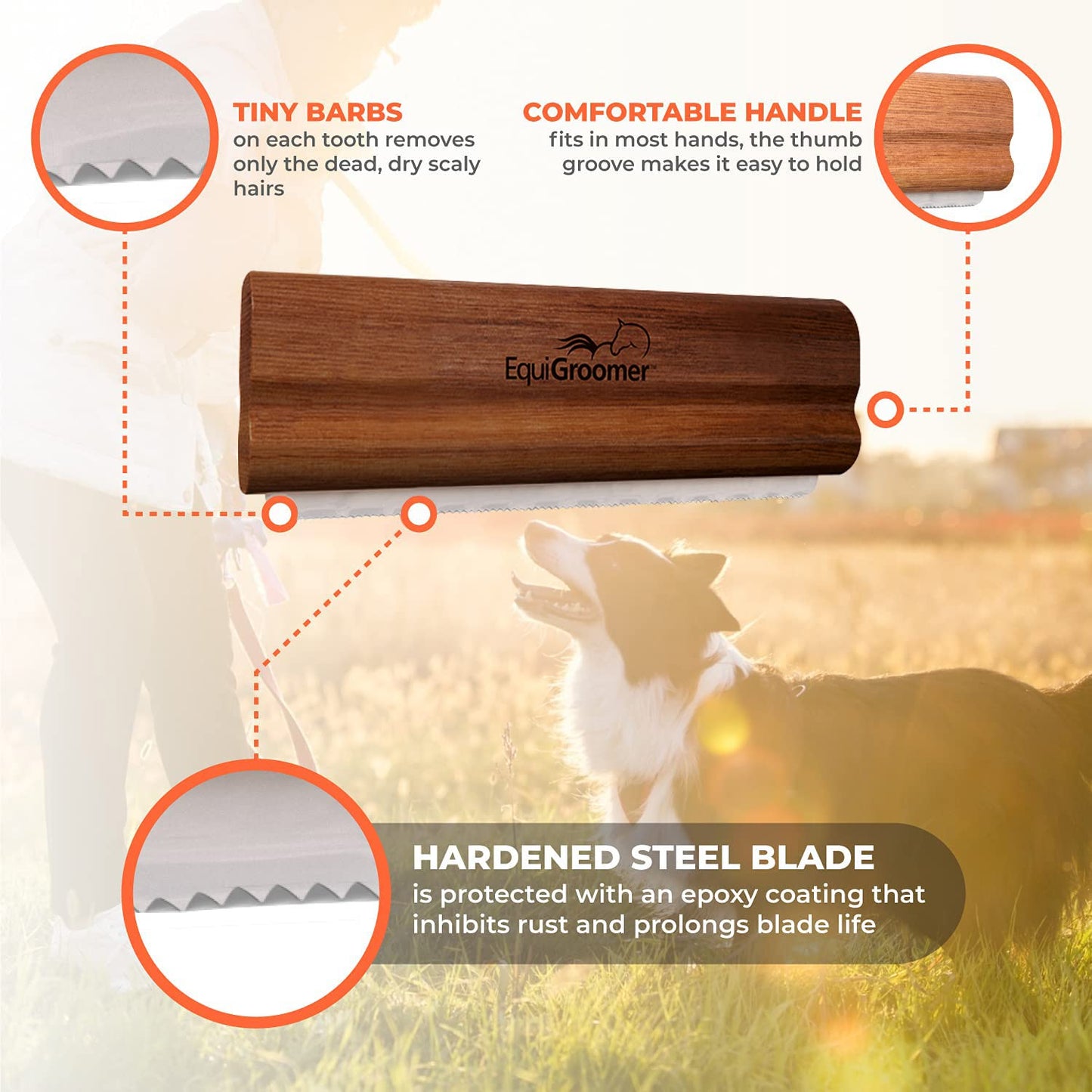 EquiGroomer Deshedding Brush for Dogs and Cats | Undercoat Deshedding Tool for Large and Small Pets | Comb Removes Loose Dirt, Hair and Fur (Mahogany)