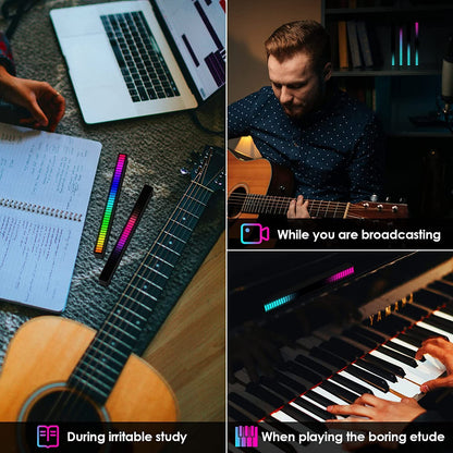 Soulpunk RGB Rechargeable Sound Control Light, Voice-Activated Pickup Music Rhythm Lights, Ambient Light, for Car, Gaming Room Decorations（4Pack）