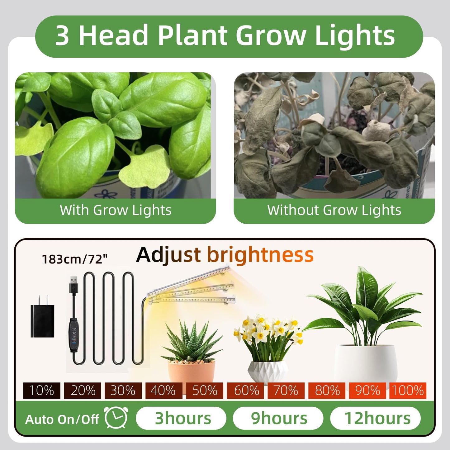 runjuly Plant Stand Indoor with Grow Light, 9 Tiered Indoor Plant Stand, 68" Tall Flower Stand Plant Shelf Indoor, Double S Shape Plant Holder, Versatile Plant Hanger for Living Room, Bedroom, Patio