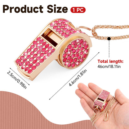 Zelphvt Metal Rhinestone Lanyard Whistle Gold Bling Whistle, Sparkling Crystal Rhinestone Whistle with Chain Lanyard for Coach, Referee, Basketball, Teachers