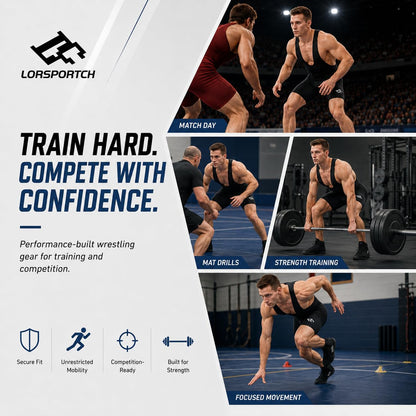 LORSPORTCH Men's wrestling Powerlifting Singlet Standard Active Sleeveless Bodysuit Uniform Leotard Jumpsuits Singlet Black XL