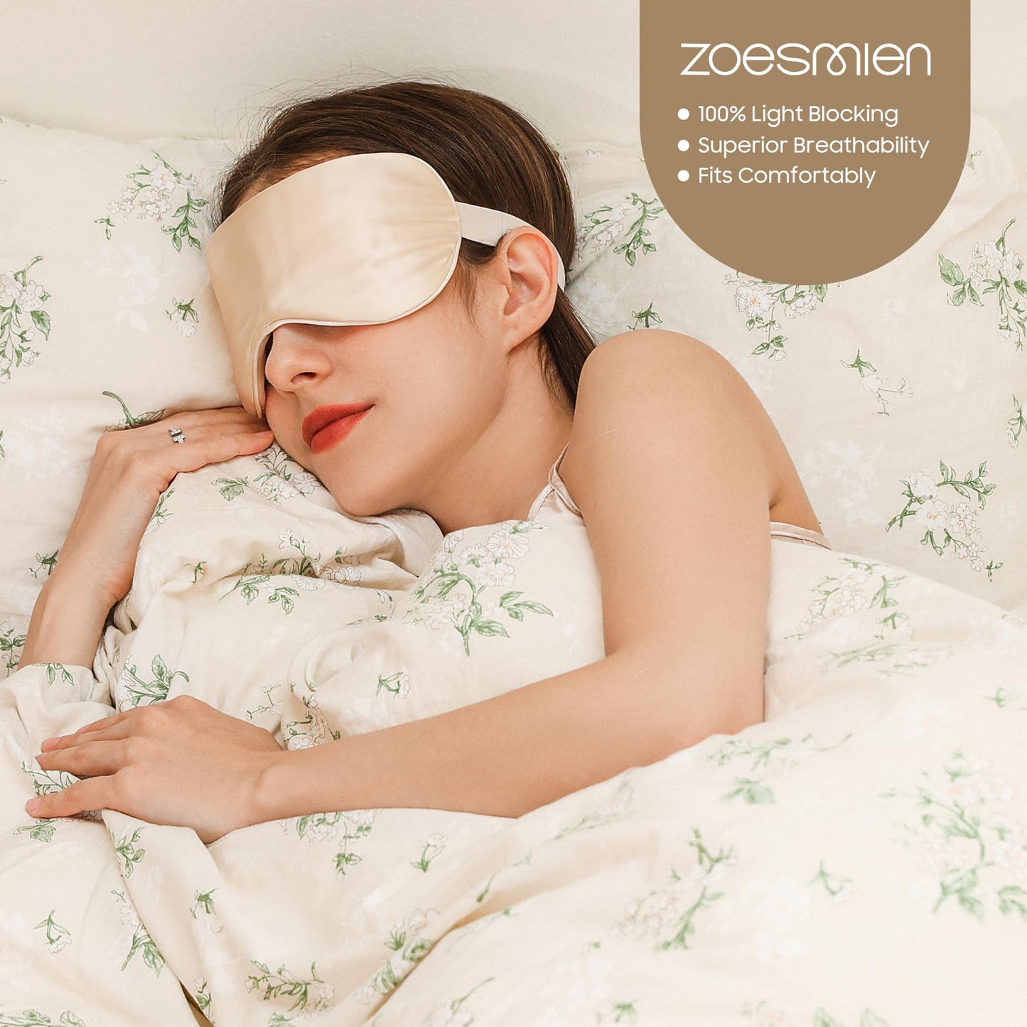 Sleep Mask 100% Mulberry Silk for Light Blocking, ZOESMIEN Eye Mask for Women Men Side Sleeper, Puffiness Dry Eyes Headache, Adjustable Strap, Christmas Gift Package, Misty Blue
