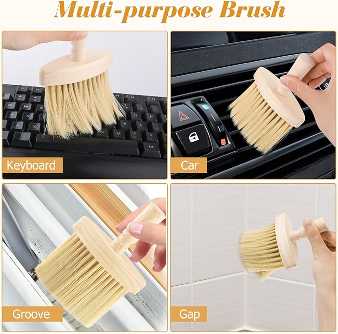 4pcs Wooden Window Groove Cleaning Brushs Soft Bristles Wood Handle Dust Brush