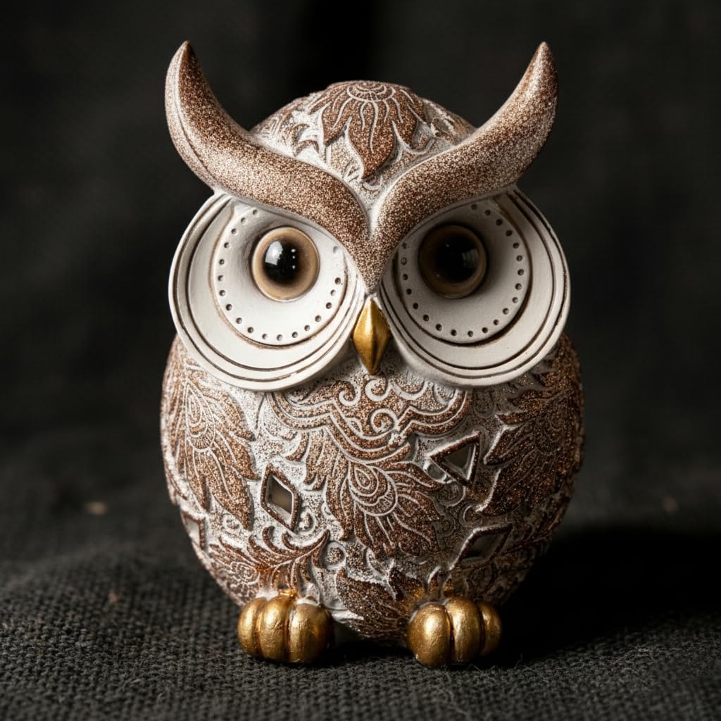 Smadeer Owl Statue and Figurine for Home Decor Accents Adorable Owl for Shelf Bookshelf Bedroom Living Room Office Table Desk Modern Decorations Animal Sculpture for Birds Lovers