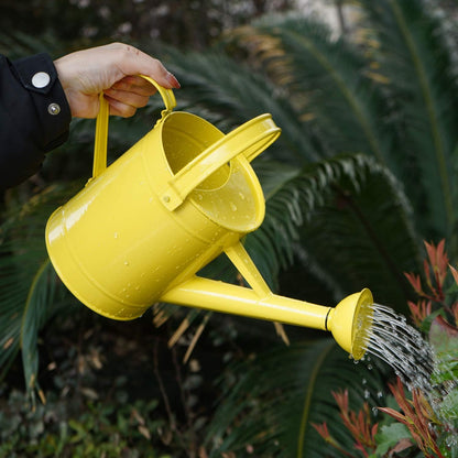 Topadorn Watering Can Metal Watering Pot with Handle and Rosehead Modern Style, 11.4”W x 4.72”D x 8.66”H, 55 Oz.,Yellow