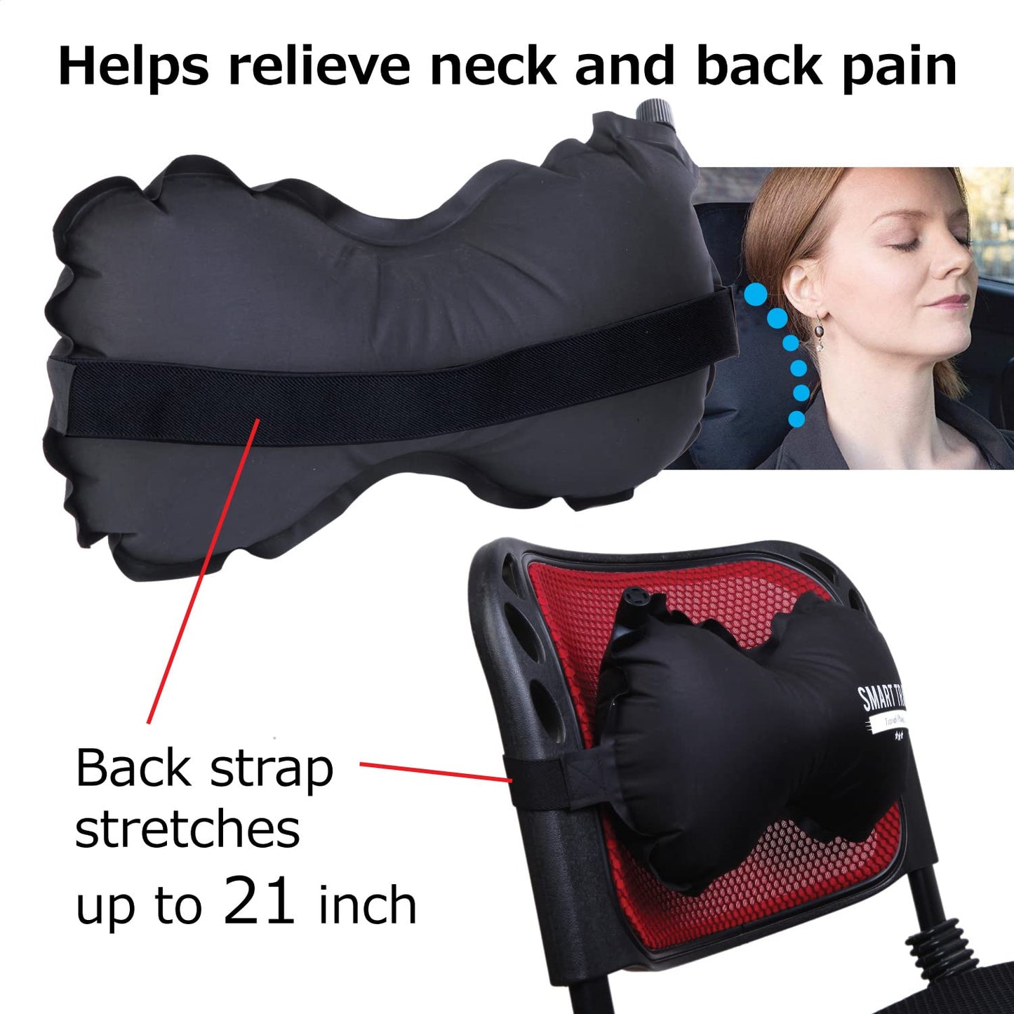 Smart Travel Travel Products Lumbar Pillow Inflatable Lumbar Support Pillow Travel Pillows for Airplane Long Flight Essential for Women Men Kids