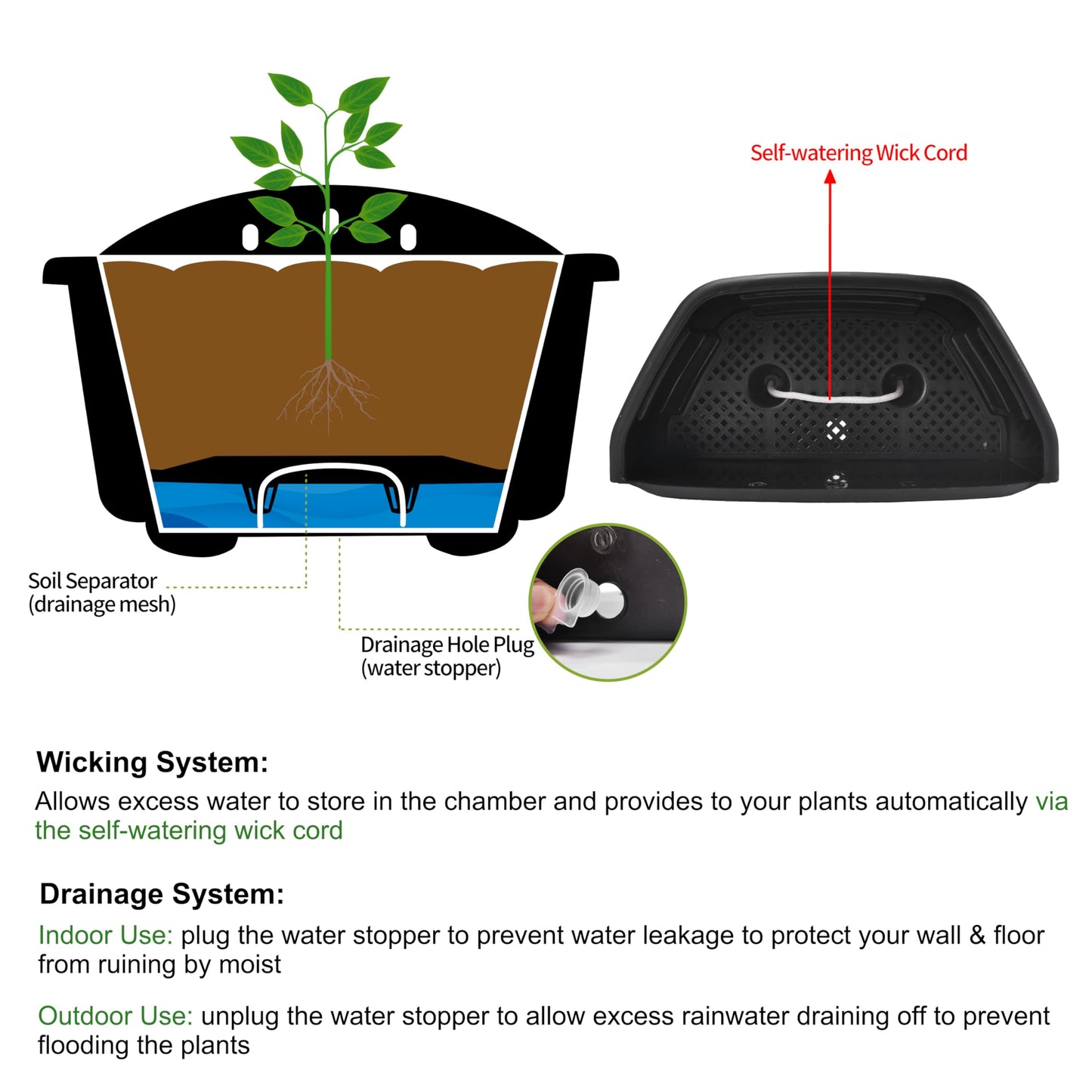 ORIMERC 9.8 inch 3 Pack Wall Hanging Planters Pots for Indoor Plants Wall Plants Holder with Drainage Hole Balcony Planters Railing Hanging Pot Fence Vertical Living Mount Outdoor with Hooks/Screws