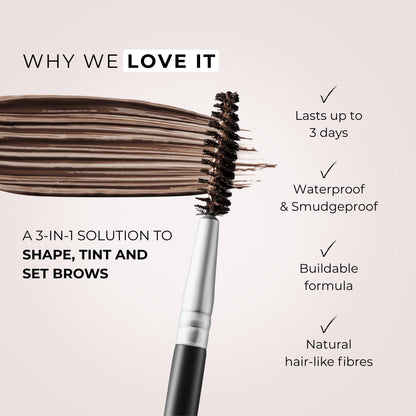 WUNDERBROW Wunderbrow Waterproof Eyebrow Gel, Brunette, Vegan and Cruelty-Free