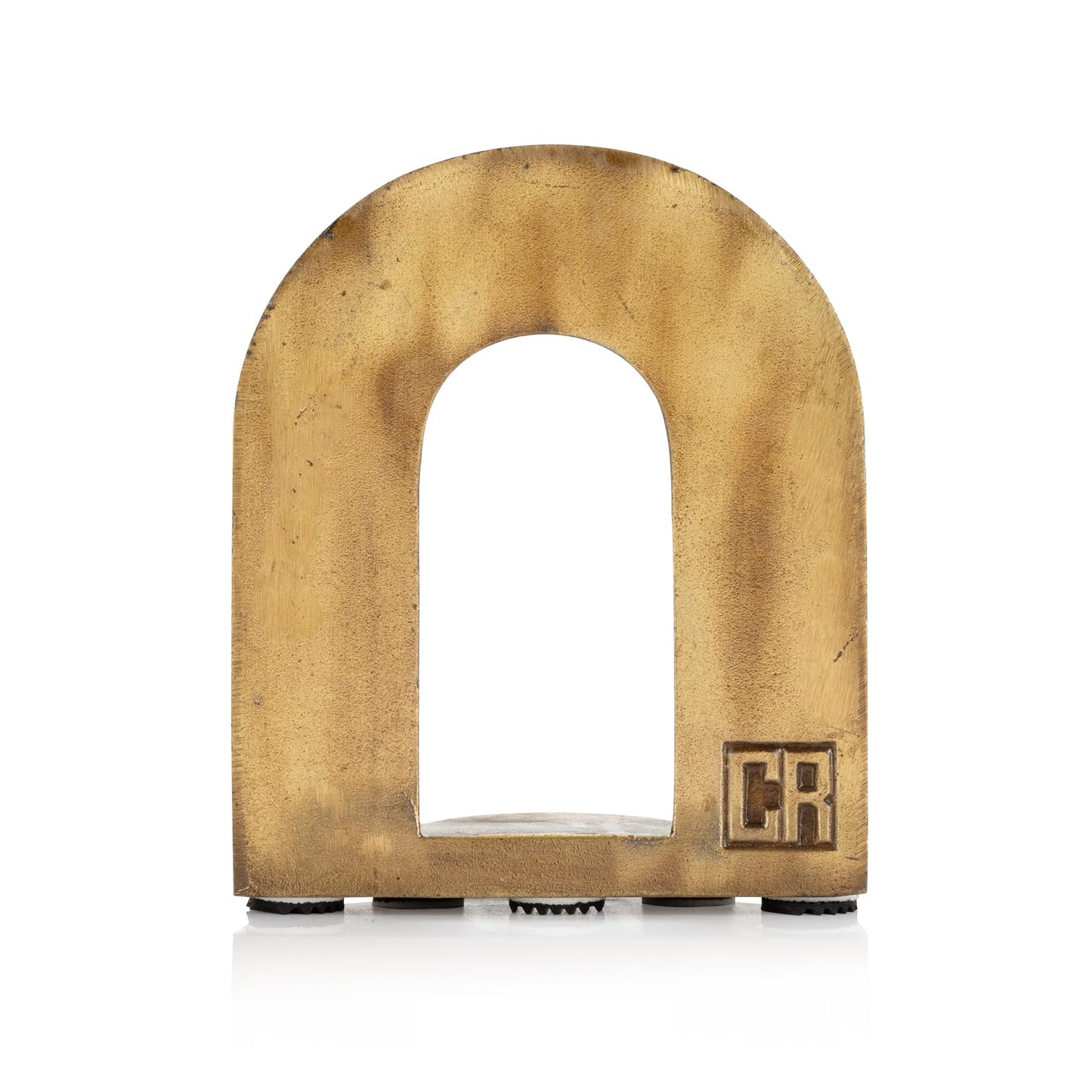 CRAFTSMAN ROAD Cast Iron Brick Arch Bookends Set, Antique Brass Book Ends, 2 Decorative Book Holders for Shelves or Bookcase, Stylish Brass, Non-Skid Anti-Slip Heavy Duty, Home Décor Gift