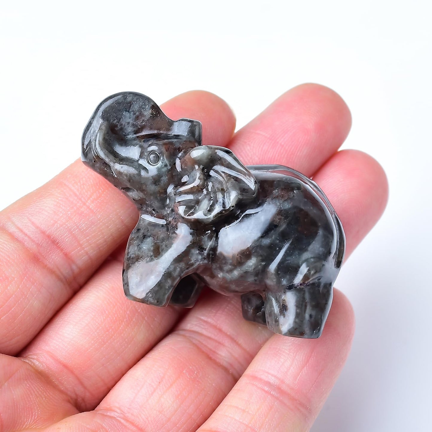 WUYOUSHI Flame Stone Crystal Elephant Statue 2" Healing Crystal Handmade Figurine Lucky Guardian Pocket Statues Reiki Meditation Office Home Decoration Gift
