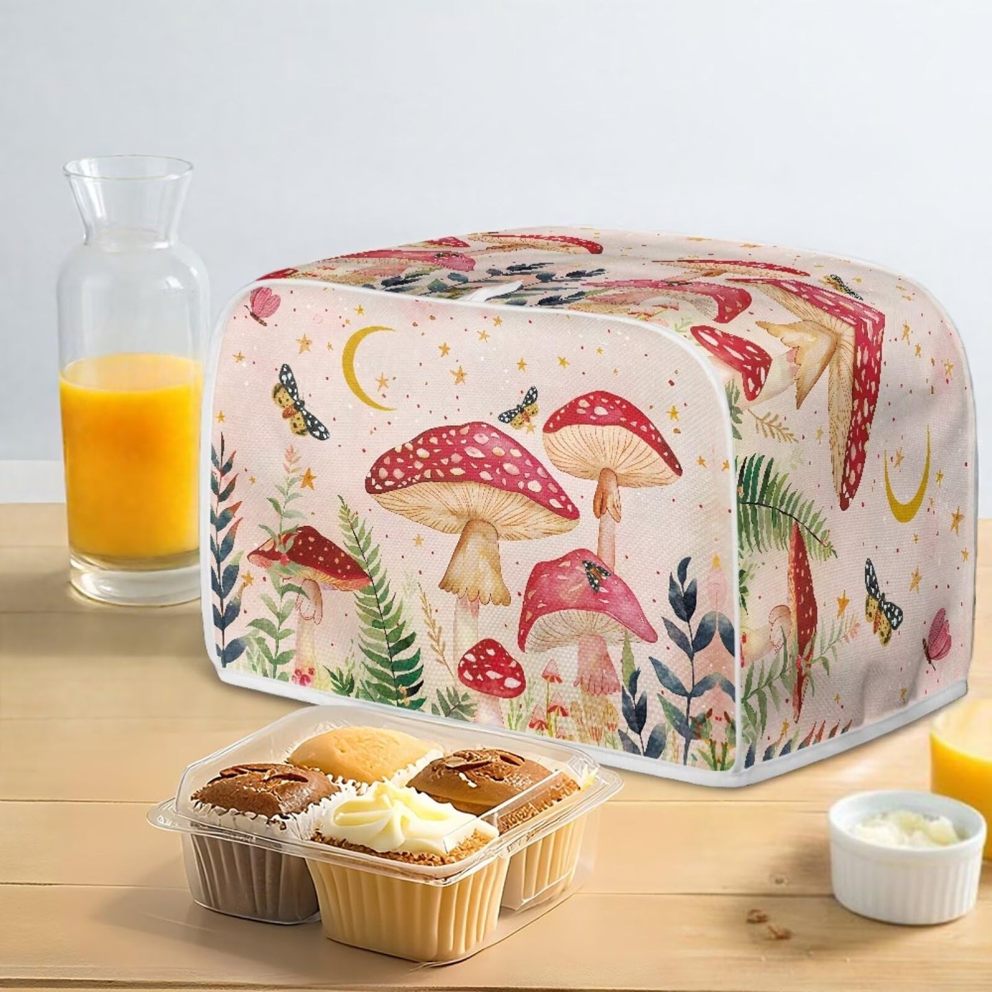 ASQVTIFE 4 Slice Toaster Lid Cover Butterfly Toaster Covers for Kitchen Counter Mushroom Dust Cover for Bread Maker Covers Gift for Mom Wife Friends Greasy Protection Anti Sputtering