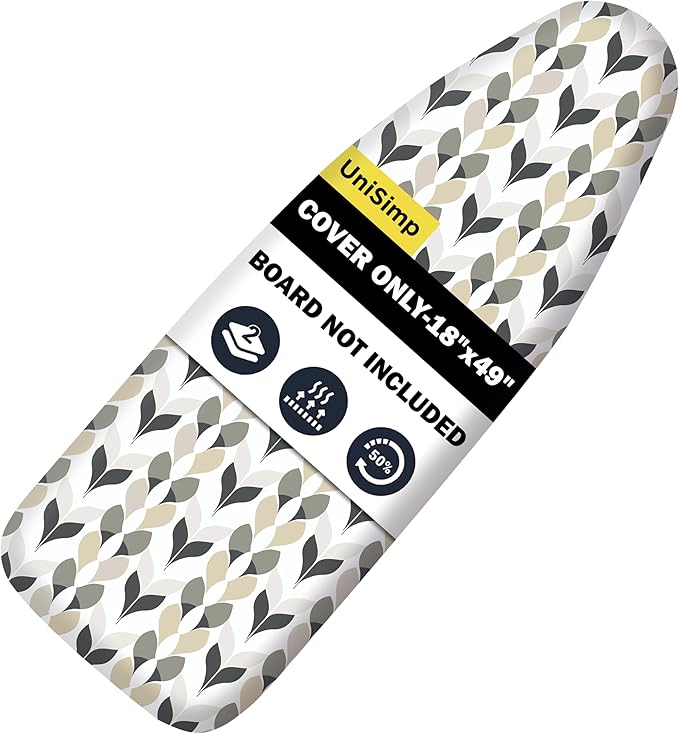 Ironing Board Cover and Pad 18"x49" Extra Thick Natural Cotton, Scorch and