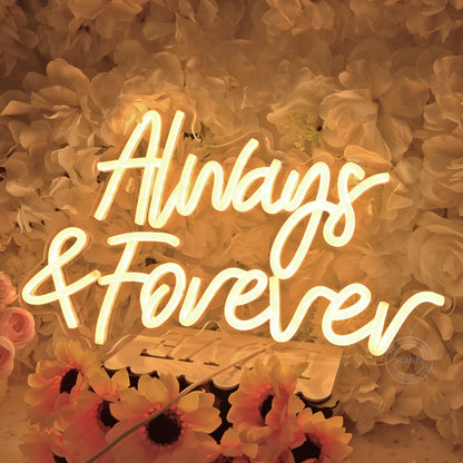 Planzo Always & Forever Led Neon Sign Light Wedding Birthday Party Backdrop Wall Decor Hanging Sign Bedroom Propose Anniversary Christmas Gifts 15.7”L X 9.4” USB Warm