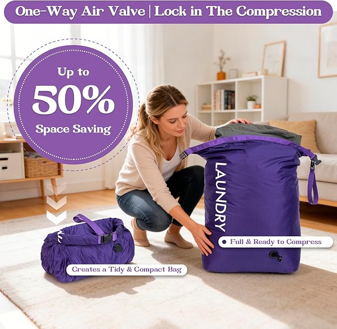 Travel Laundry Bag, Vacuum Compression Dirty Clothes Travel Bag, Waterproof