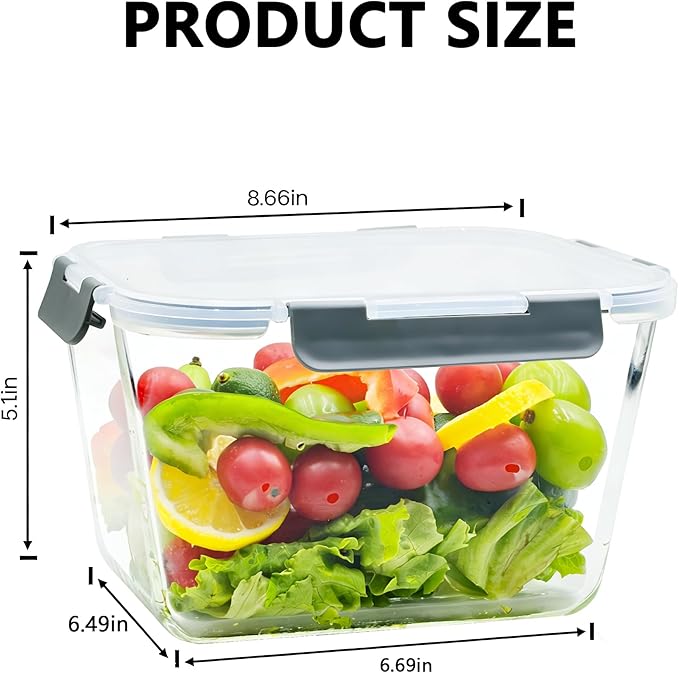 2 Pack Large Glass Food Storage Containers