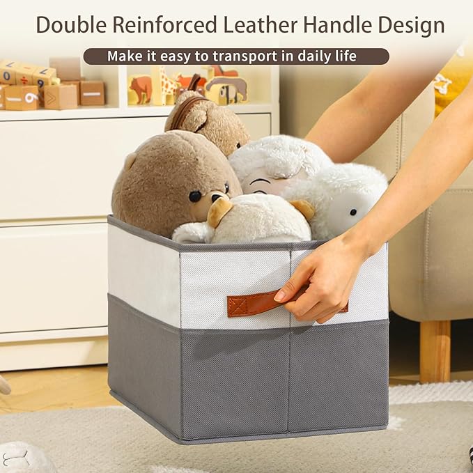 8 Pack Large Storage Bins with Handle, Collapsible Storage Basket