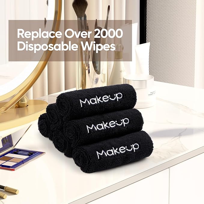 HOMEXCEL Makeup Remover Cloth 6 Pack, Premium Washable Soft 13x13 Inch Facial