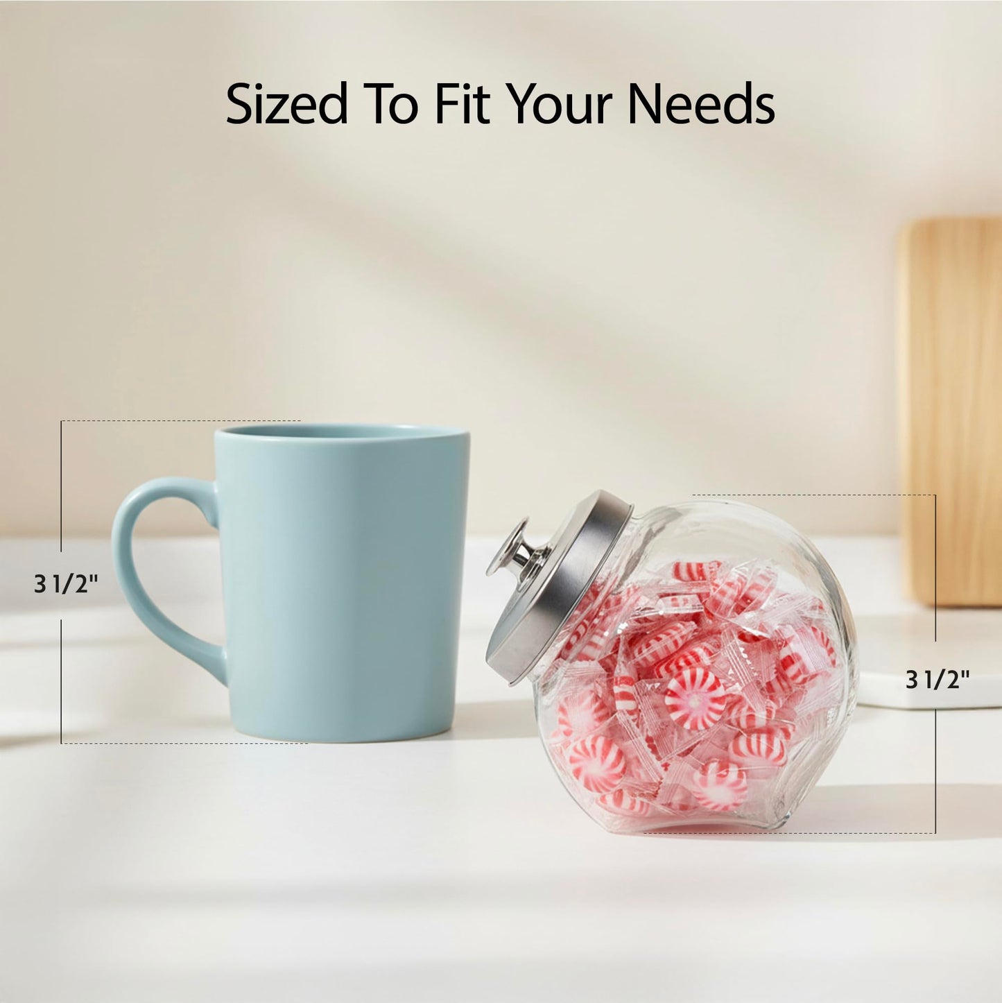 Restaurantware Vetri 0.3 Gallon Penny Jar 1 Durable Candy Jar - With Wide Spout Chrome Lid Clear Glass Cookie Jars For Kitchen Counter Dishwashable