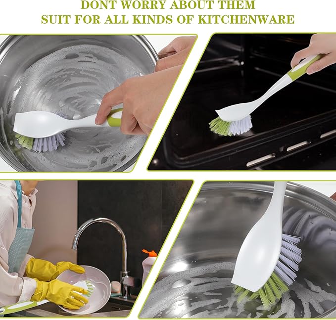 8 Pcs Dish Brush with Handle Kitchen Scrub Brush Pot and Pan Cleaning Brush