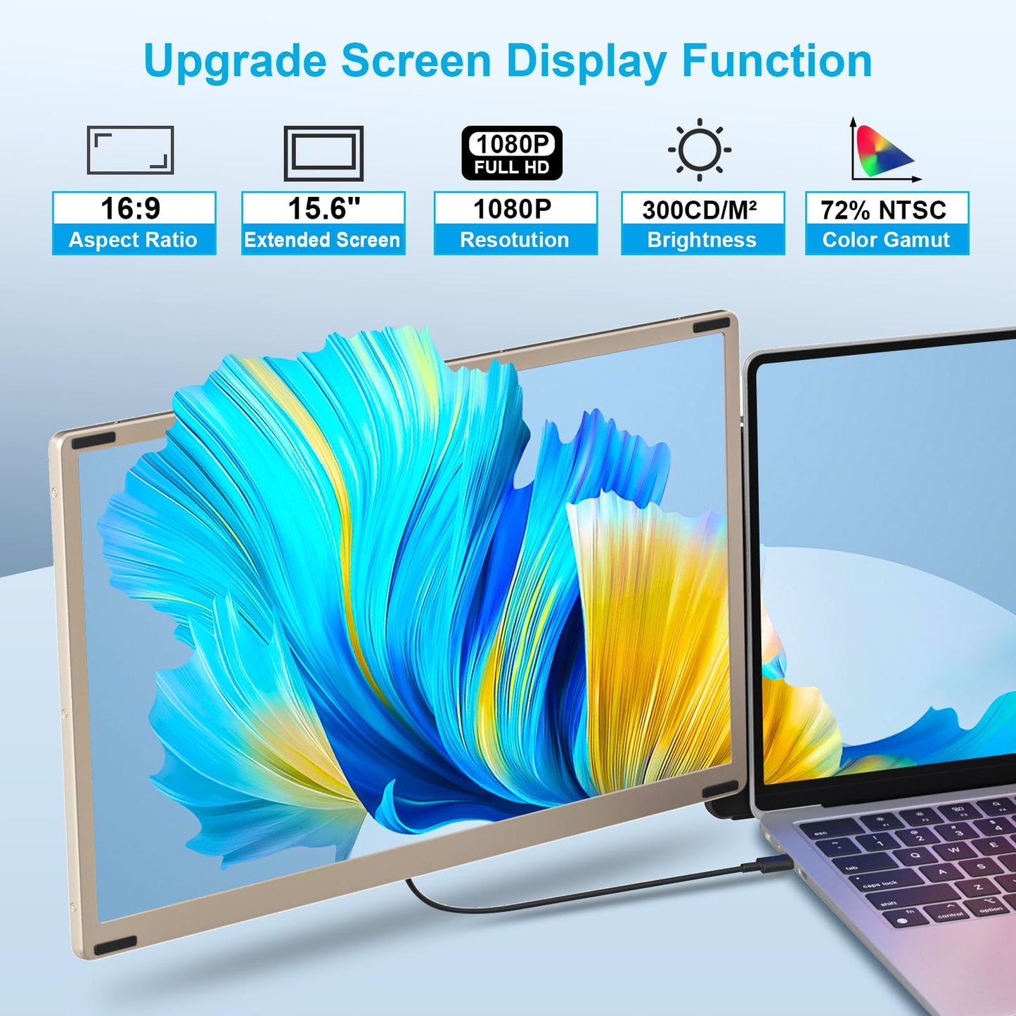 2025 New Upgraded Laptop Screen Extender Portable Monitor, 1080P FHD IPS Screen, Monitor Extender for Laptop, Fit for 13-17" Laptops, Plug & Play Compatiable with Windows/Mac/Android/Switch (14 inch)