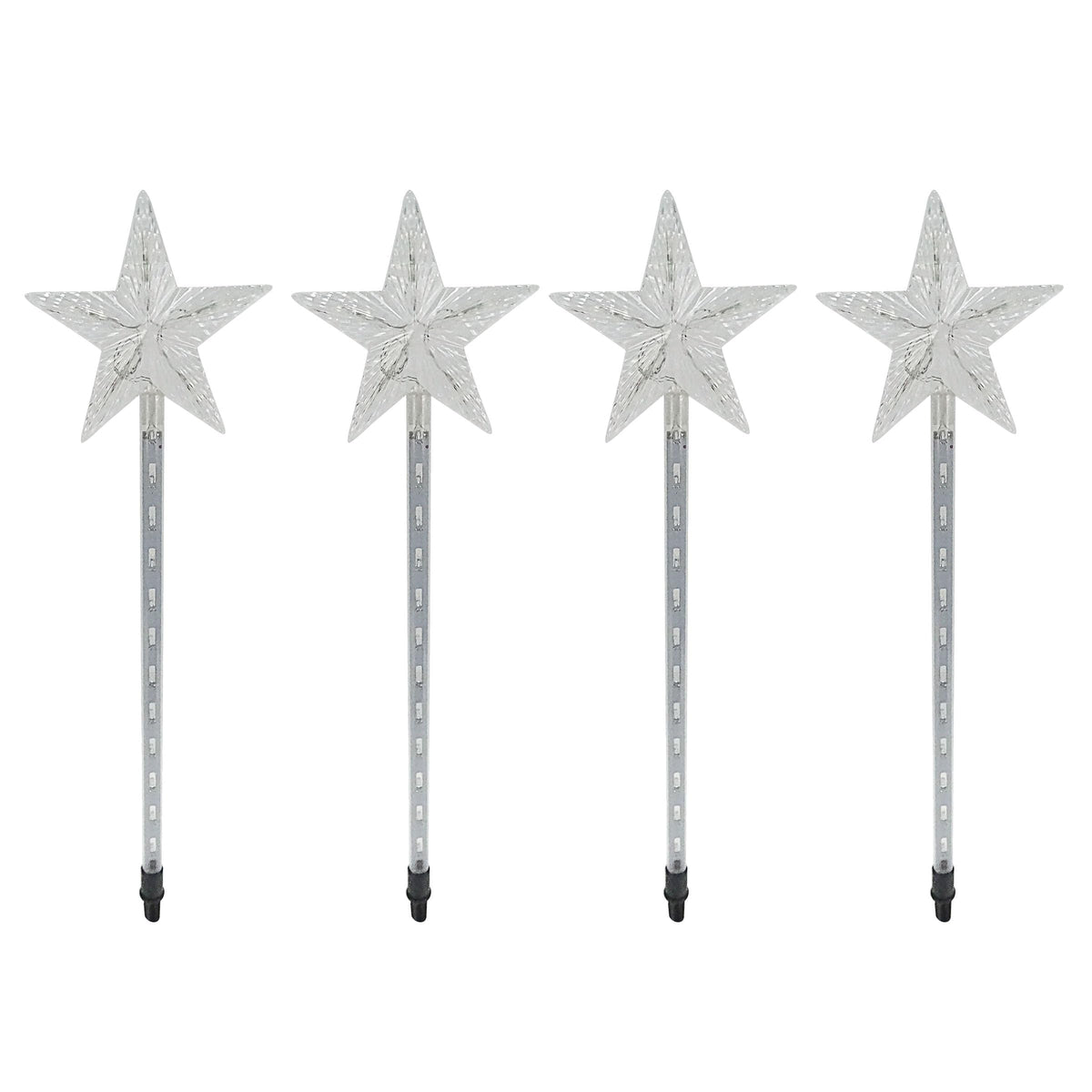 Alpine Corporation Holiday Décor Shooting Star Garden Stake with LED Lights, 4-Pack, Christmas Decoration