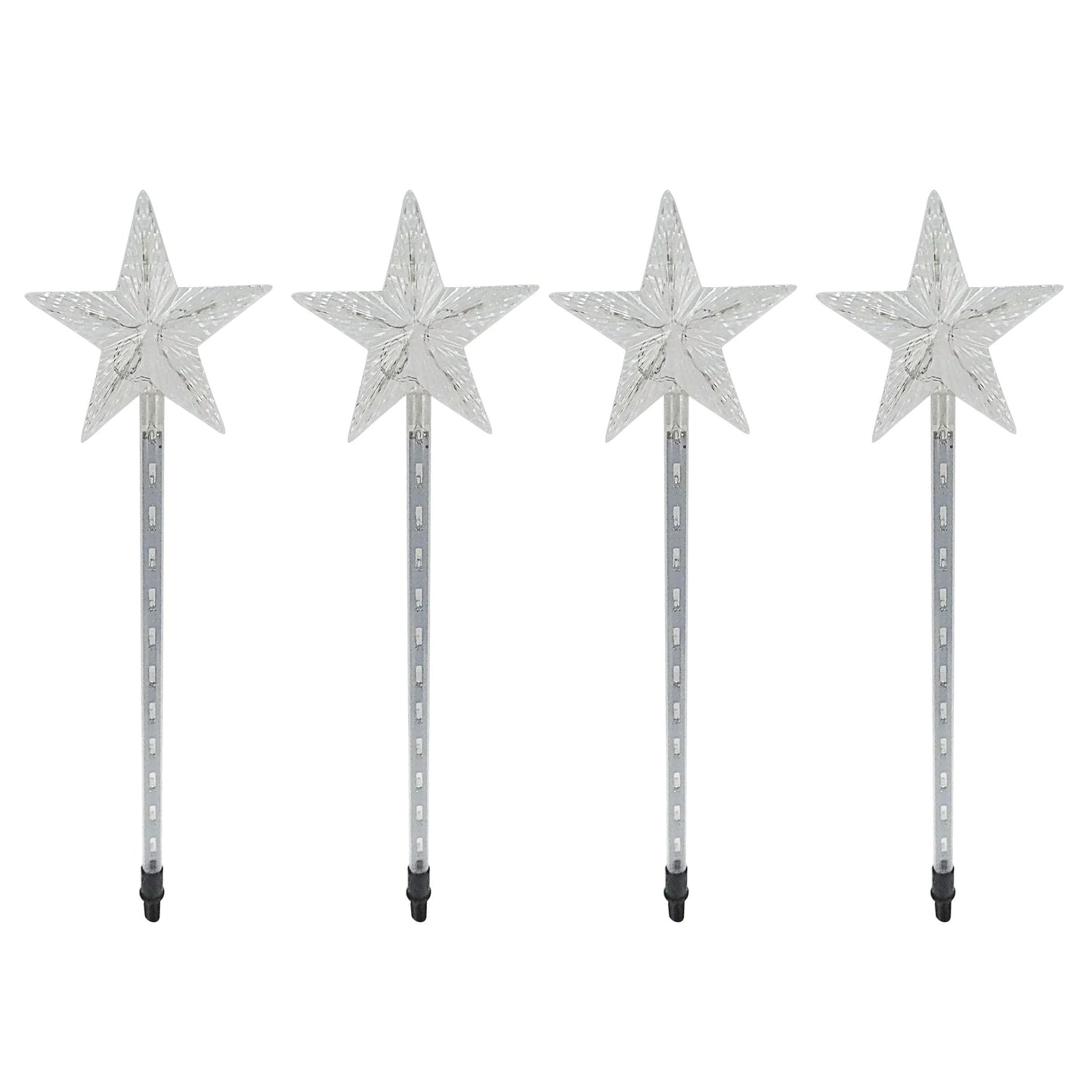 Alpine Corporation Holiday Décor Shooting Star Garden Stake with LED Lights, 4-Pack, Christmas Decoration