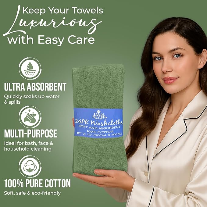 DAN RIVER 24 Pack Wash Cloths for Showering