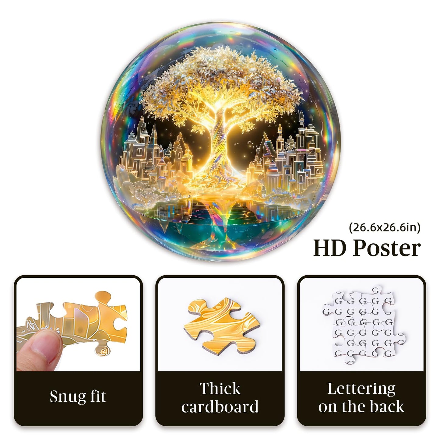 Artipuz 1000 Piece Round Jigsaw Puzzle for Adults - Crystal Tree of Life, 26.6" Diameter – Stress Relief & Cognitive Challenge, Ideal Mindfulness Gift Family Game Night, Artistic Wall Decor